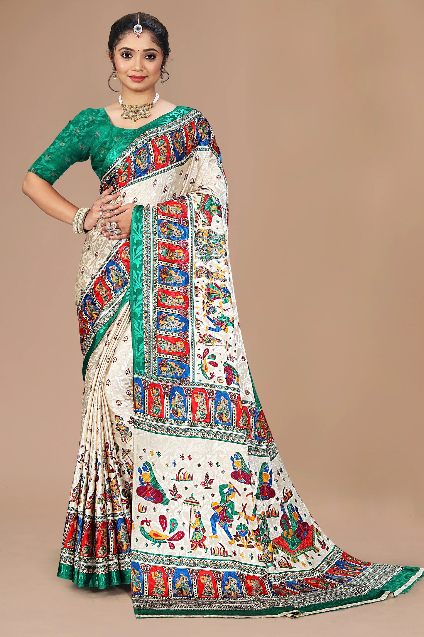 Rajwadi Heritage Kalamkari Saree