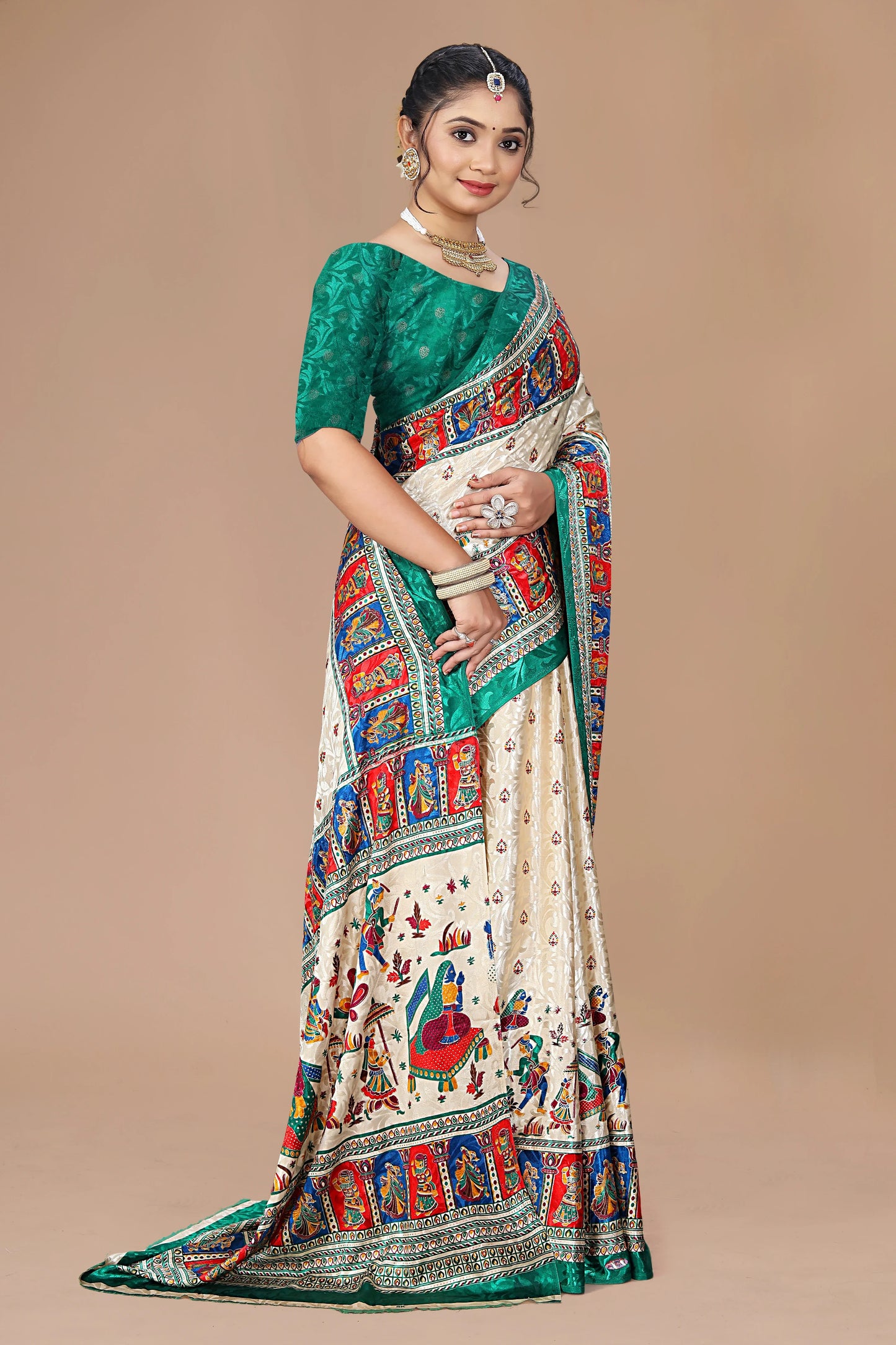 Rajwadi Heritage Kalamkari Saree