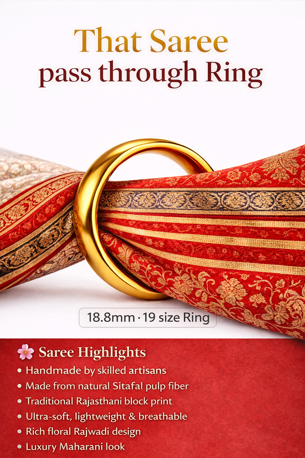 Maharani Heirloom Pass-Through Ring Silk Saree