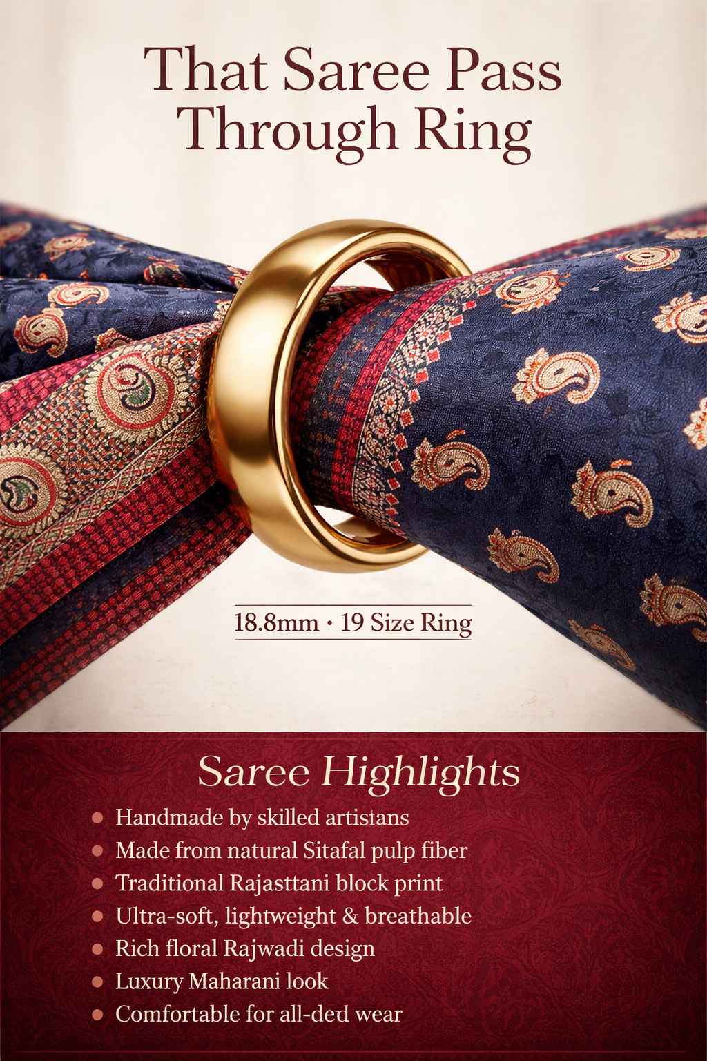 Maharani Rekha Pass-Through Ring Silk Saree
