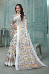 Rajwadi Katha – Handcrafted Rajasthani Block Print Saree